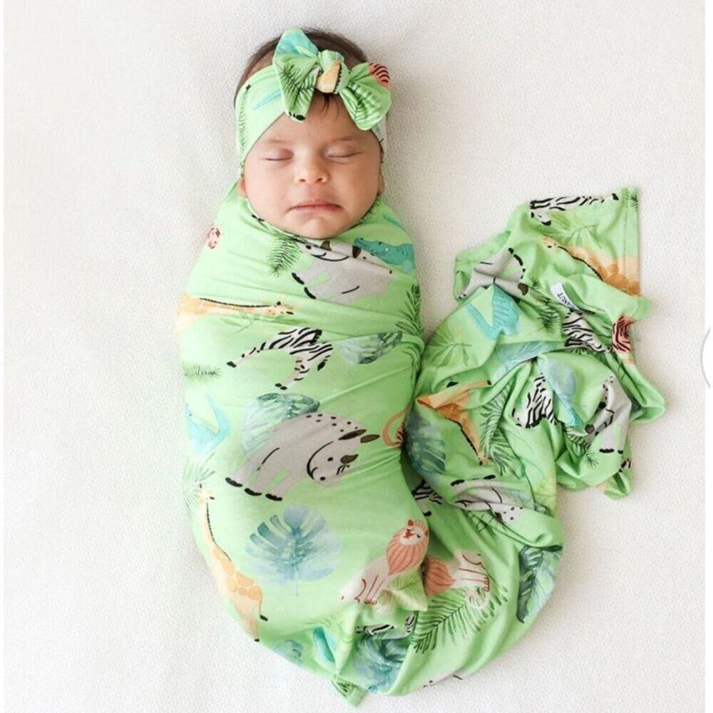 Posh Peanut Bamboo Safari Animals Green Swaddle Baby Set NWT‎ Whimsygoth Fantasy